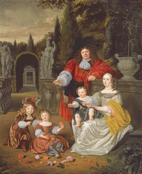 Een familie op een terras, 1670